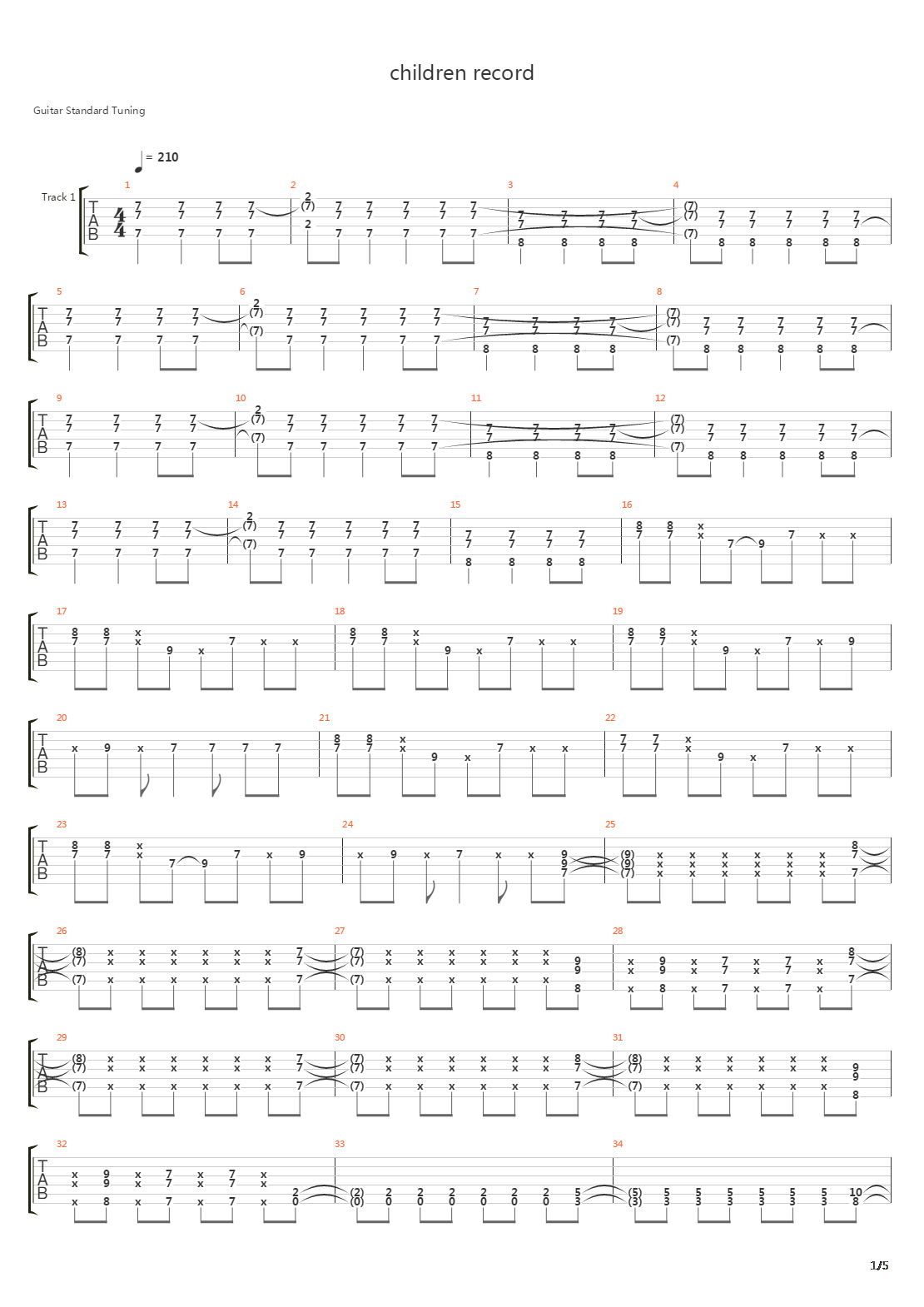 IA - Children record吉他谱