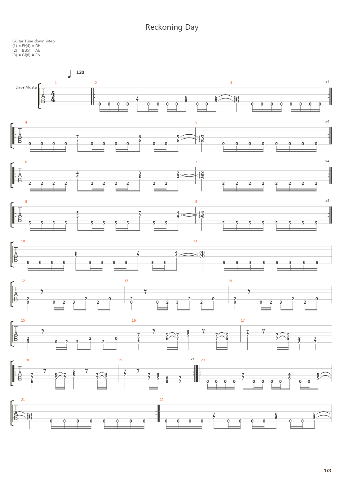 Reckoning Day吉他谱
