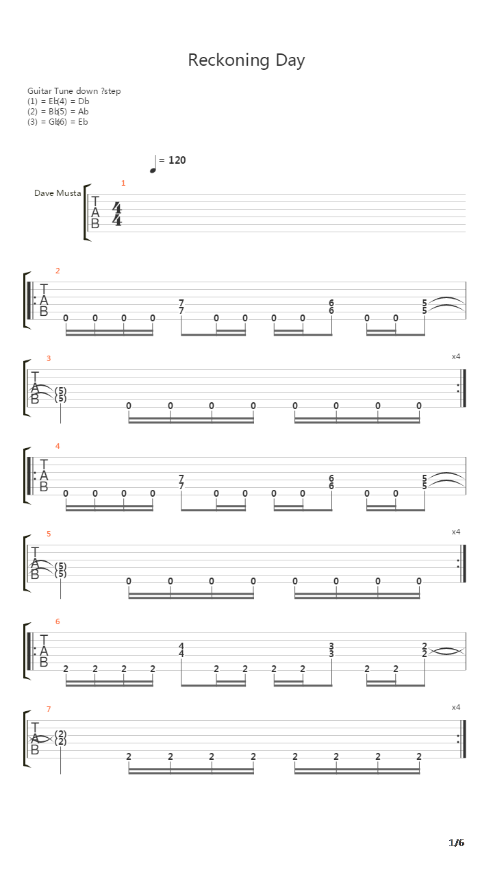 Reckoning Day吉他谱