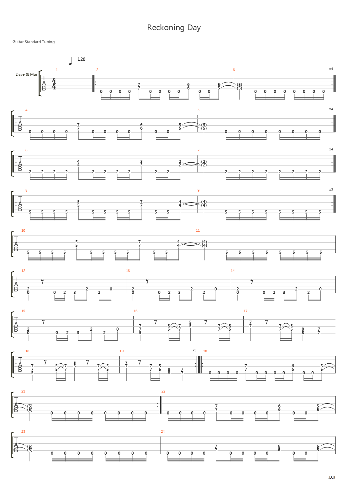 Reckonng Day吉他谱