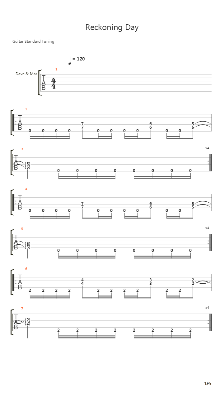 Reckonng Day吉他谱