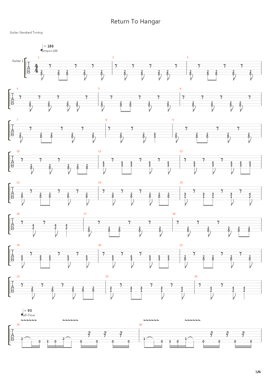 Return To Hangar吉他谱
