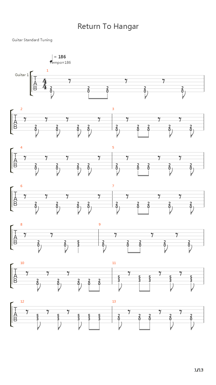 Return To Hangar吉他谱