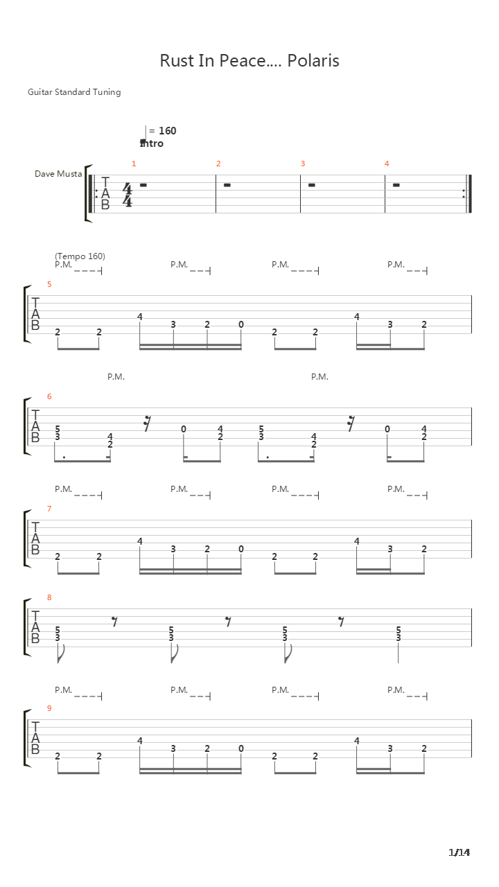Rust In Peace Polaris吉他谱