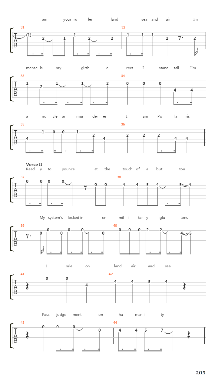 Rust In Peace Polaris吉他谱