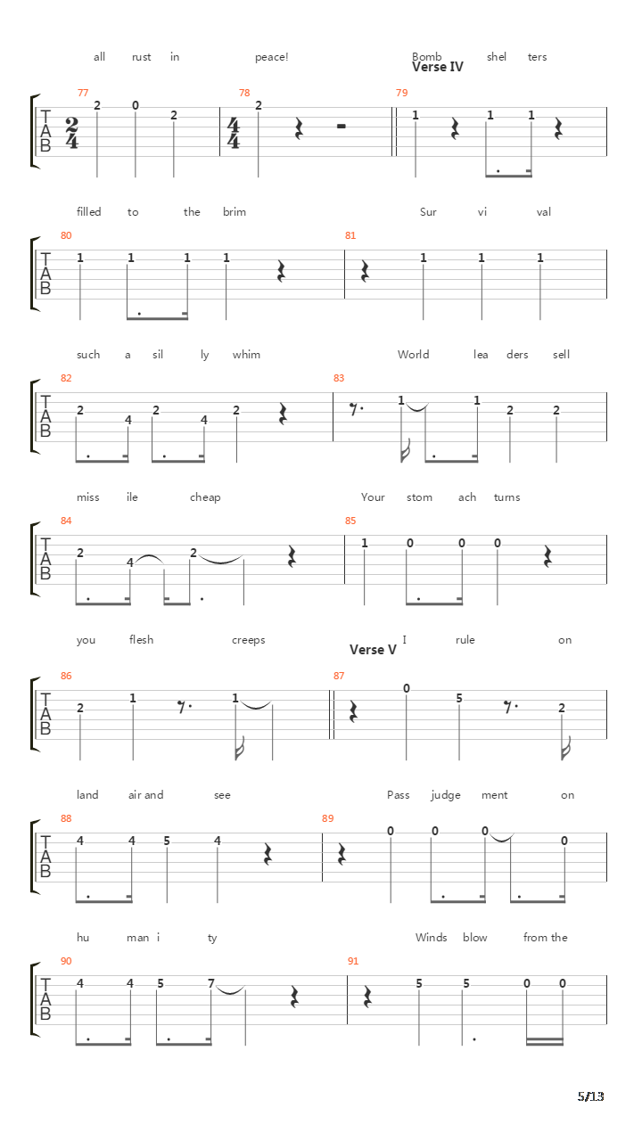 Rust In Peace Polaris吉他谱