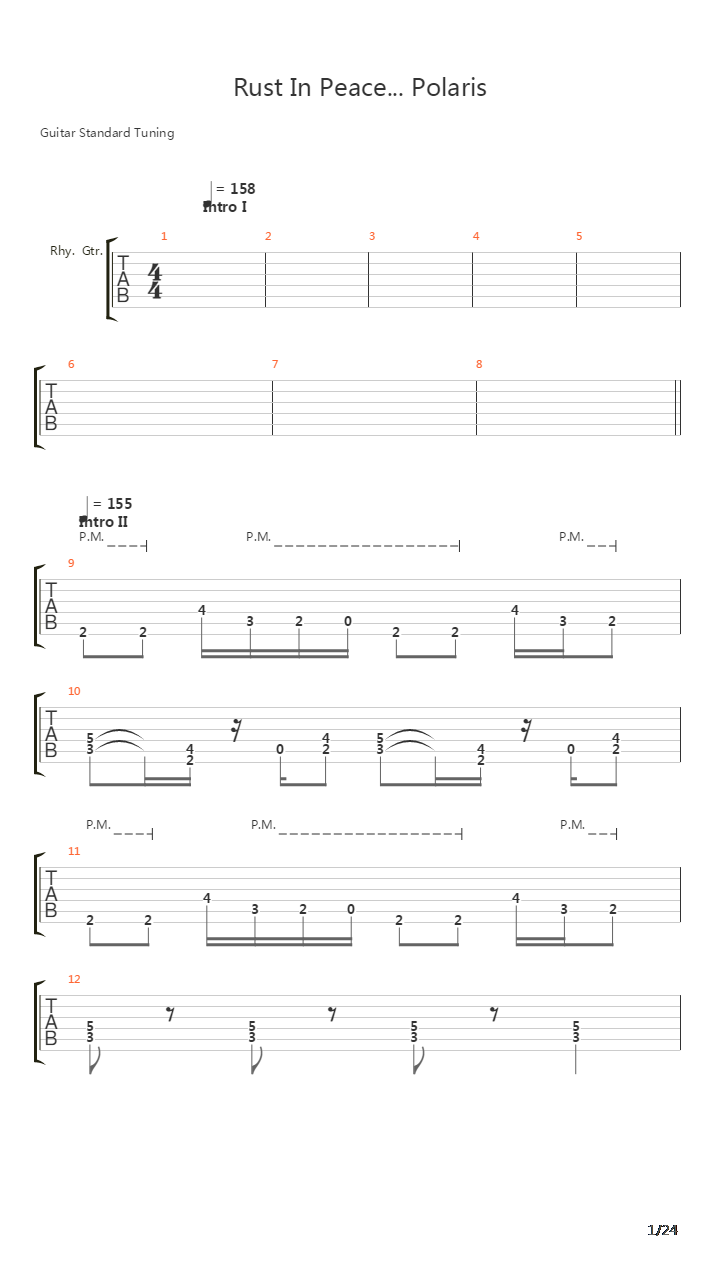 Rust In Peace吉他谱