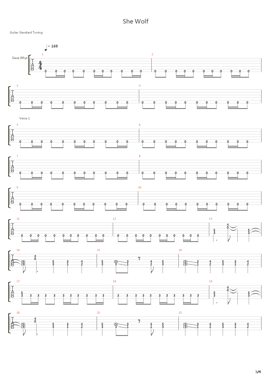 She Wolf吉他谱