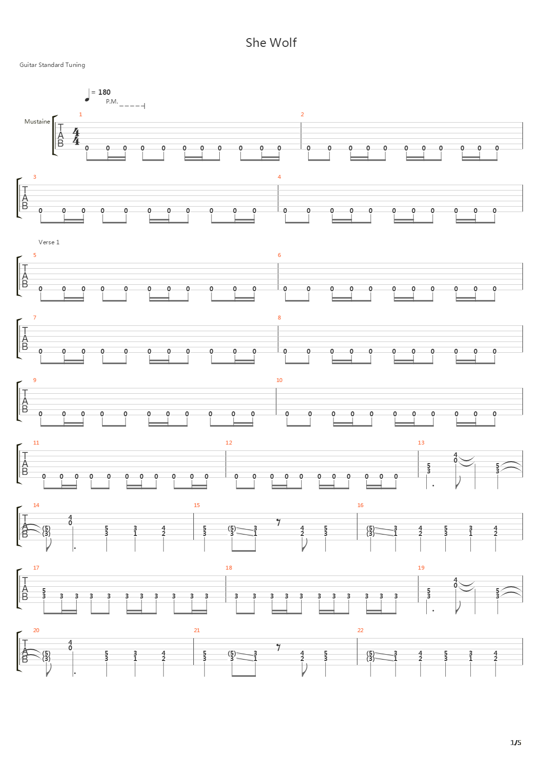 She Wolf吉他谱