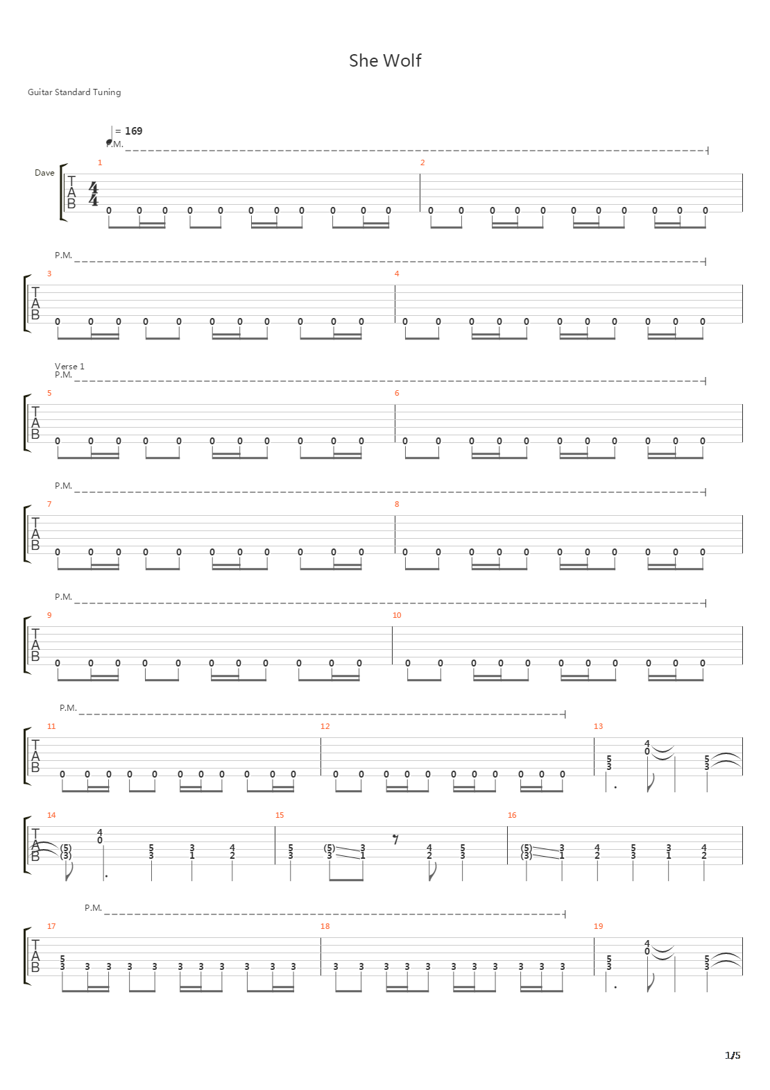 She Wolf吉他谱