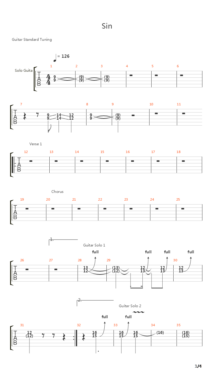Sin吉他谱