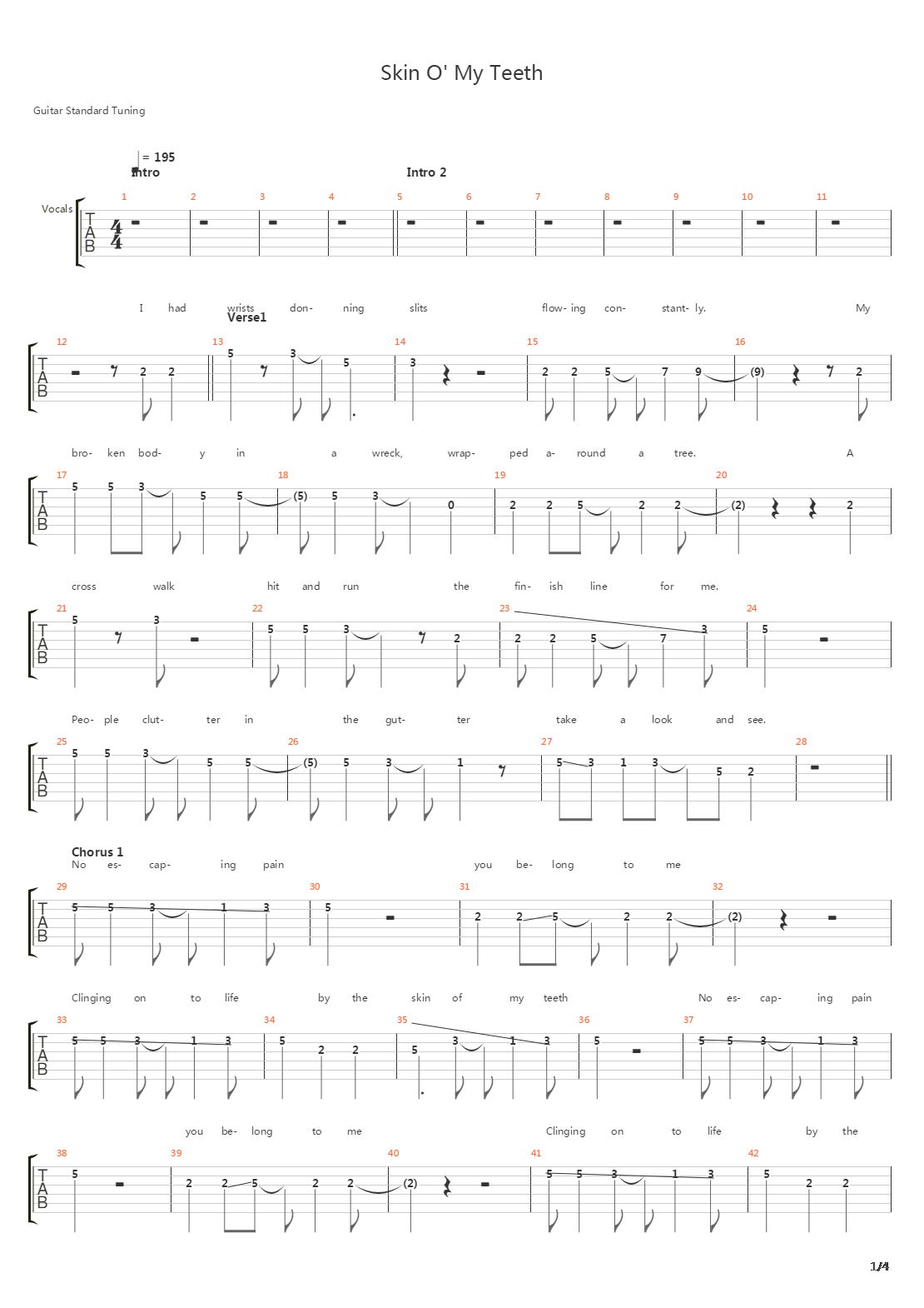 Skin O My Teeth吉他谱