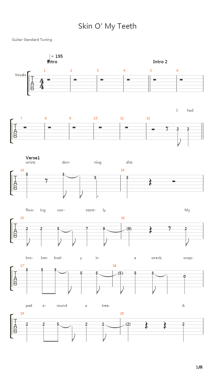 Skin O My Teeth吉他谱