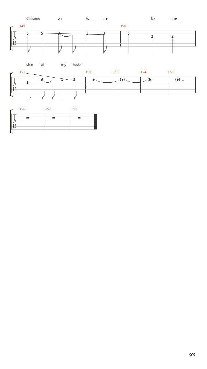Skin O My Teeth吉他谱
