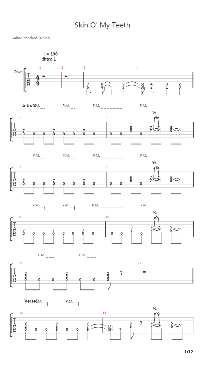 Skin O My Teeth吉他谱