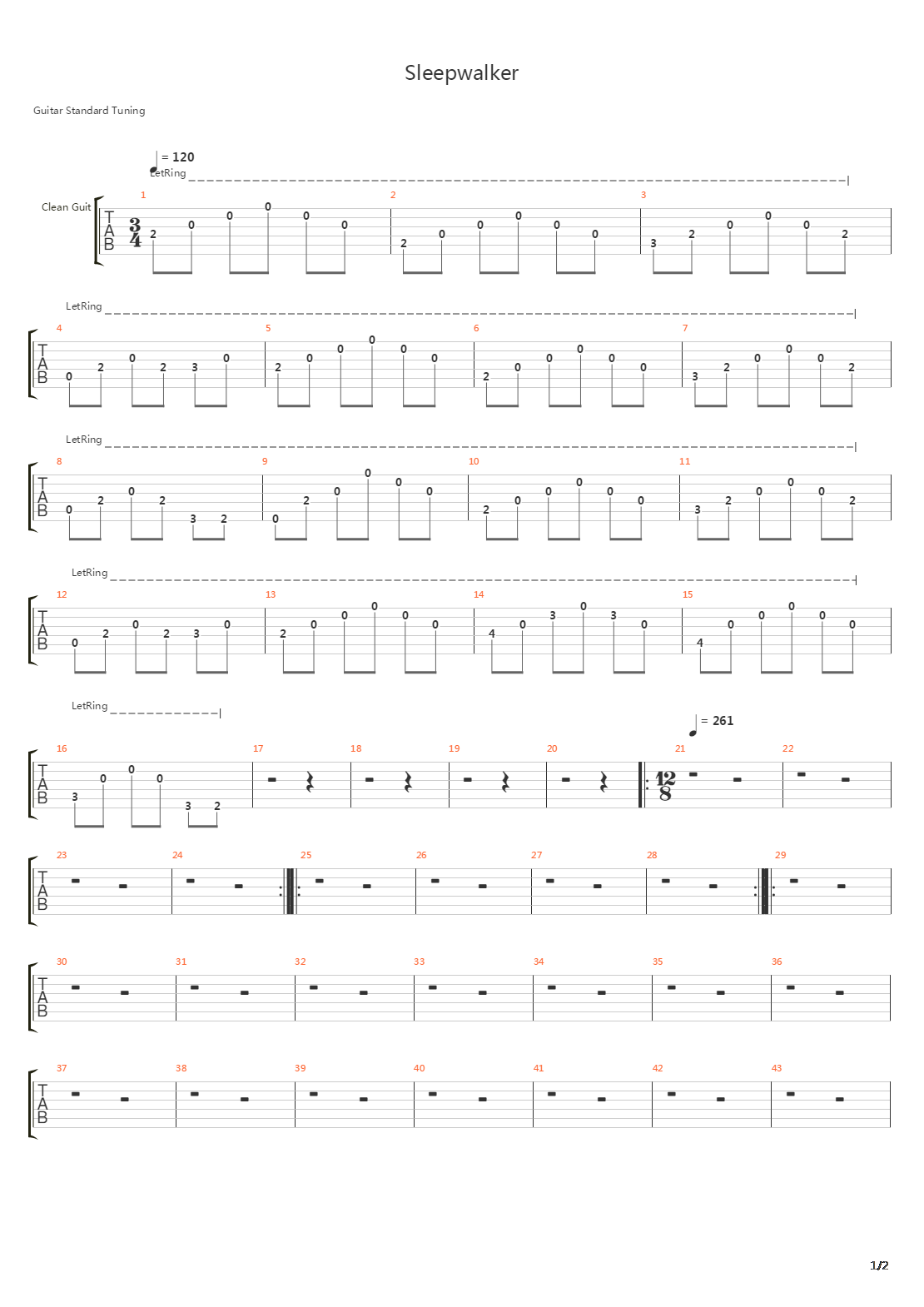 Sleepwalker吉他谱