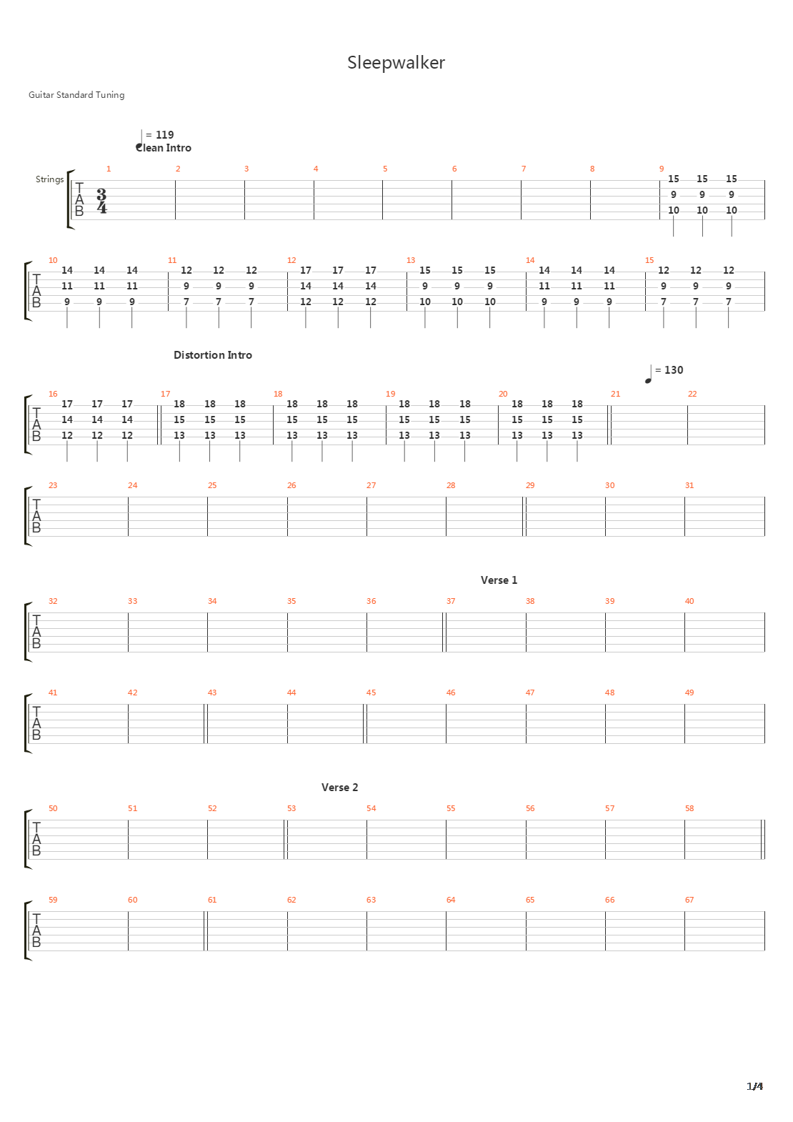 Sleepwalker吉他谱