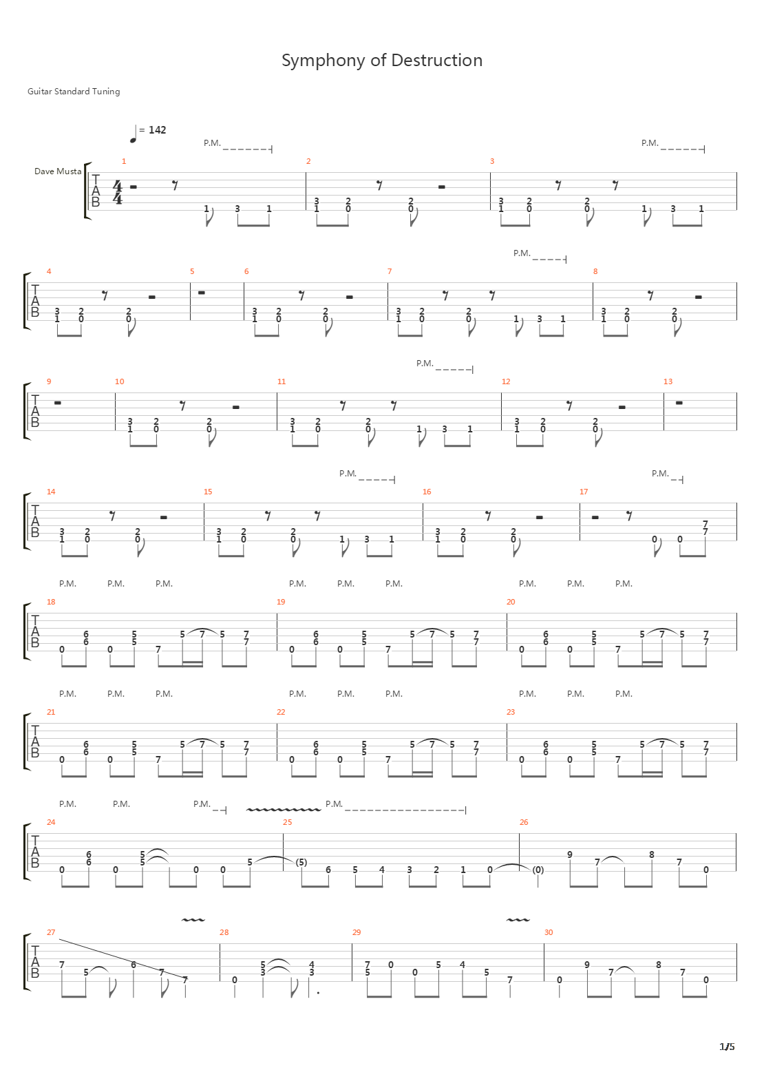 Symphony Of Destruction吉他谱