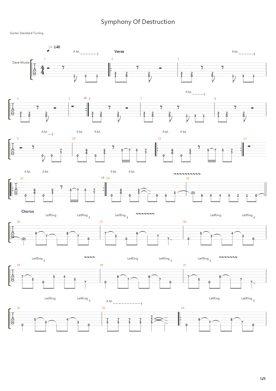 Symphony Of Destruction吉他谱
