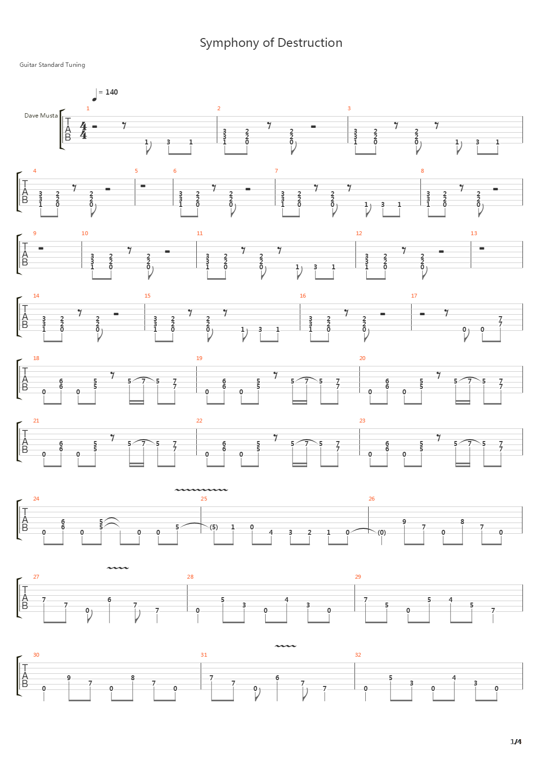 Symphony Of Destruction吉他谱