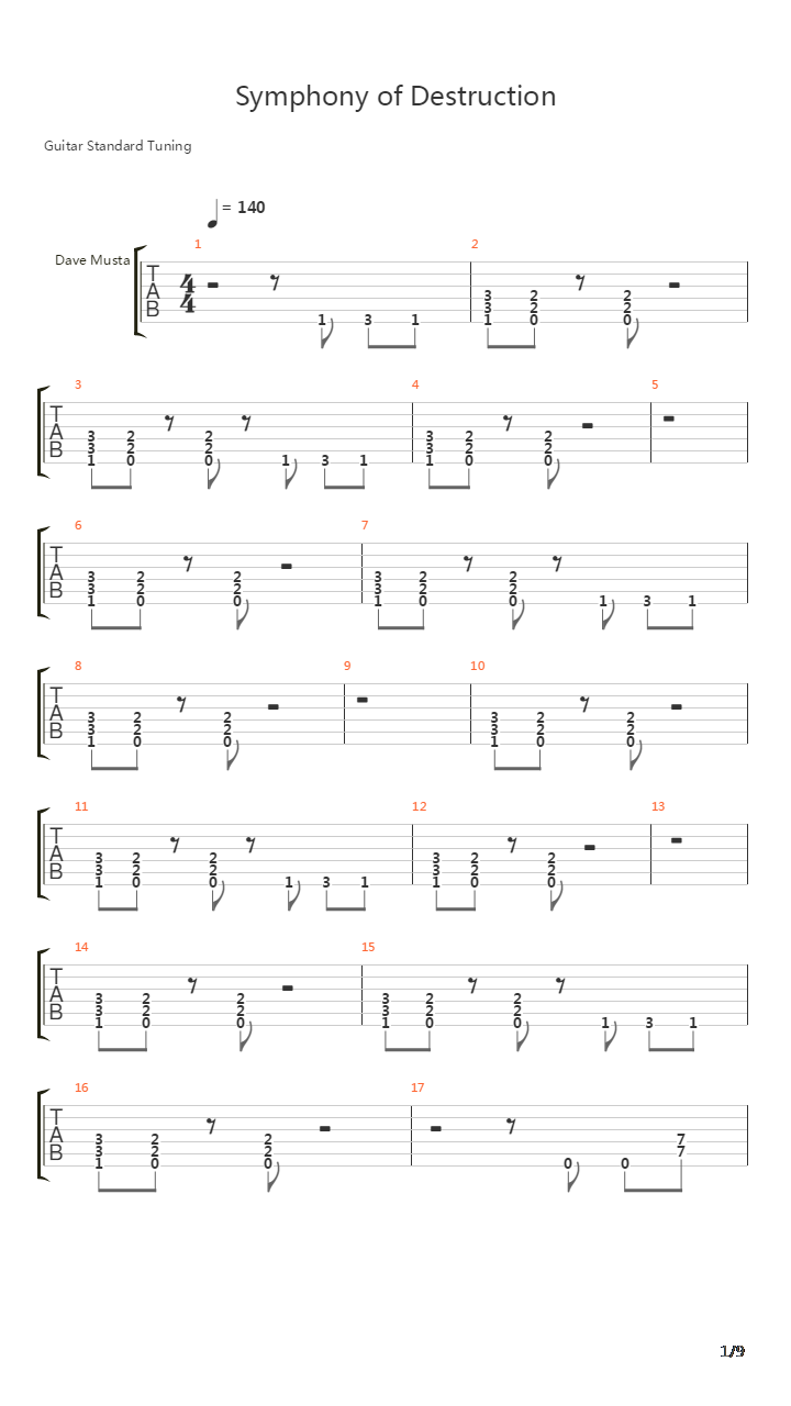 Symphony Of Destruction吉他谱