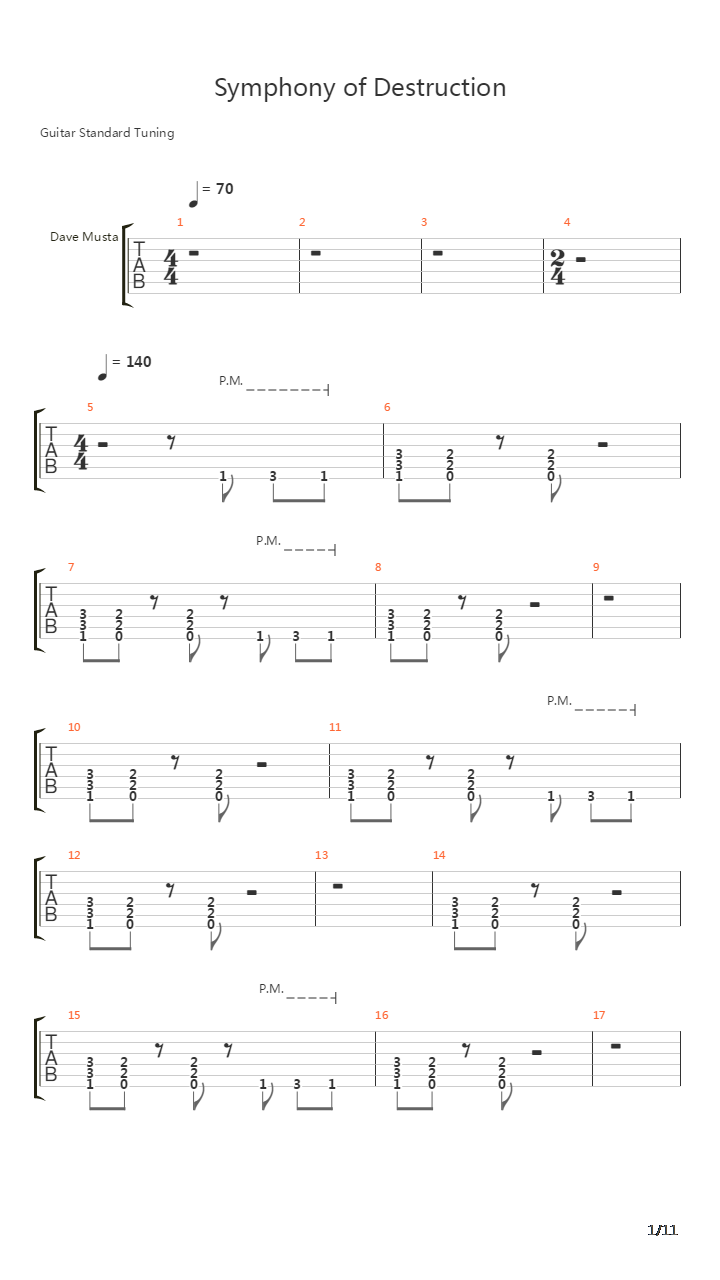 Symphony Of Destruction吉他谱