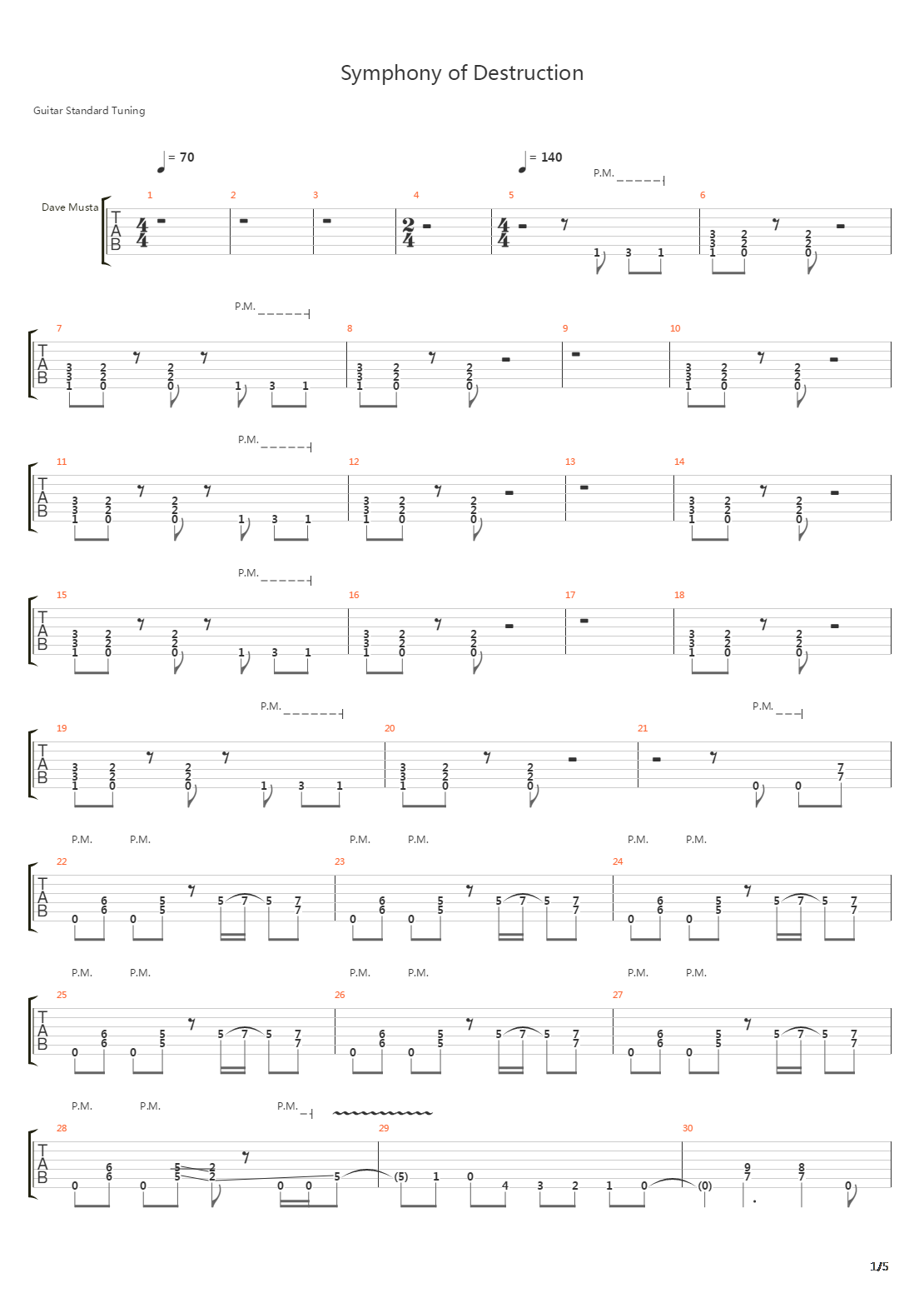 Symphony Of Destruction吉他谱
