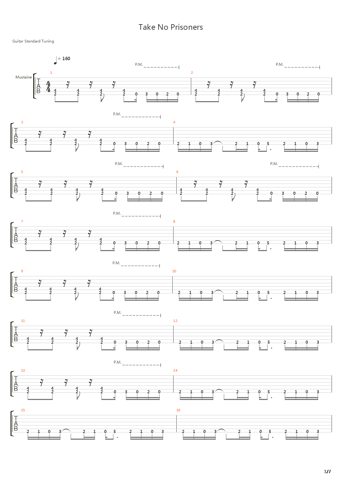 Take No Prisoners吉他谱