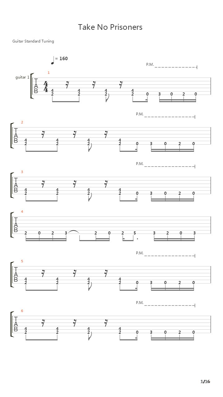 Take No Prisoners吉他谱