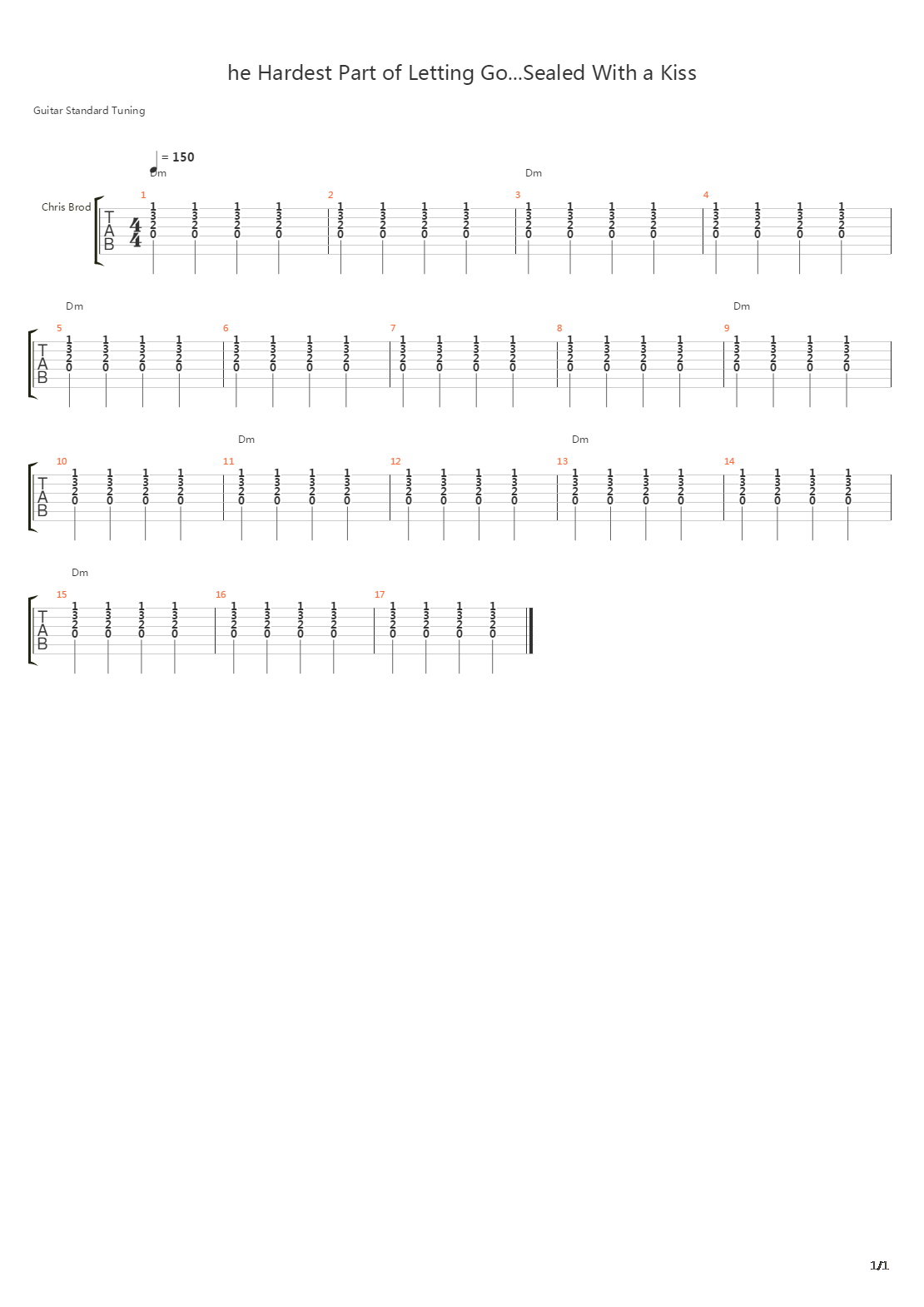 The Hardest Part Of Letting Go Sealed With A Kiss吉他谱