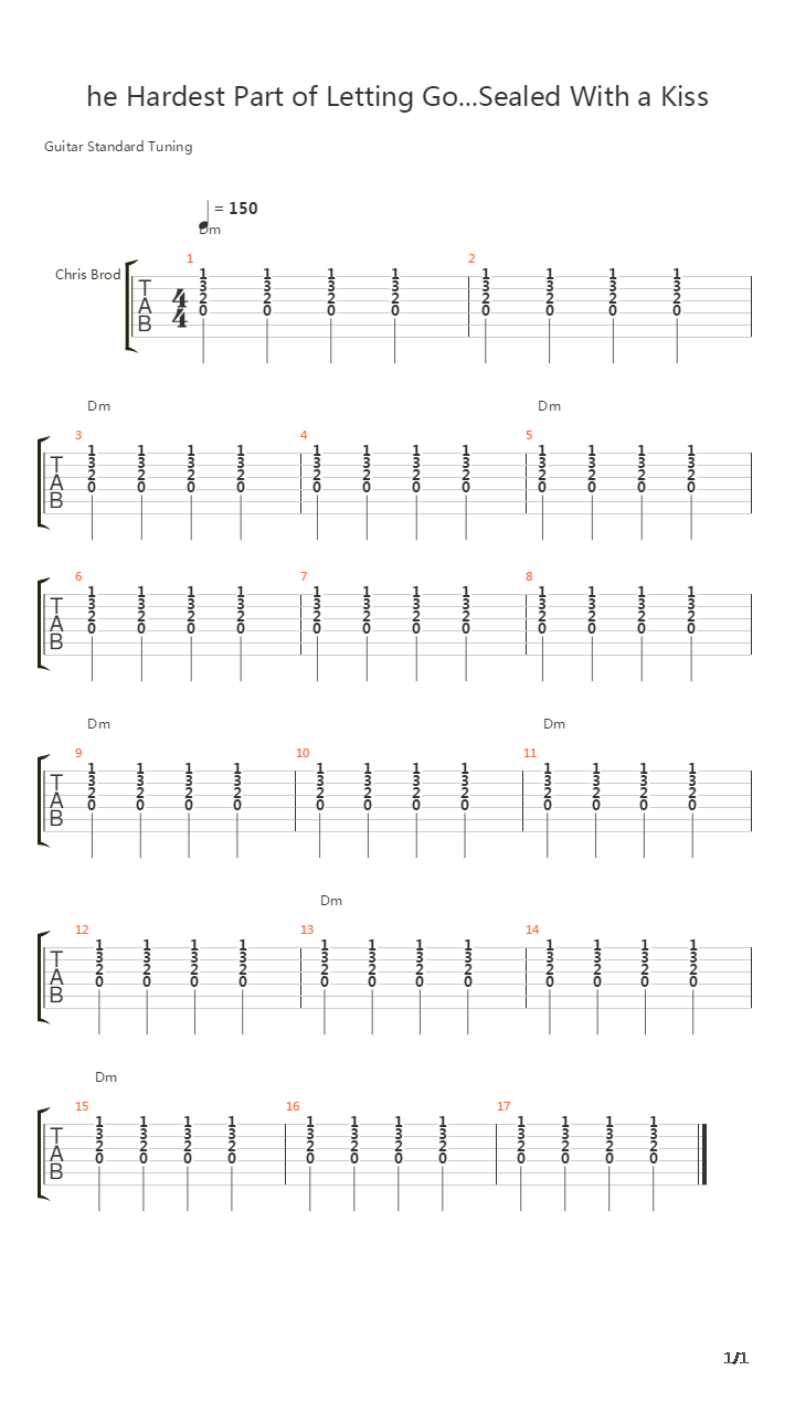 The Hardest Part Of Letting Go Sealed With A Kiss吉他谱