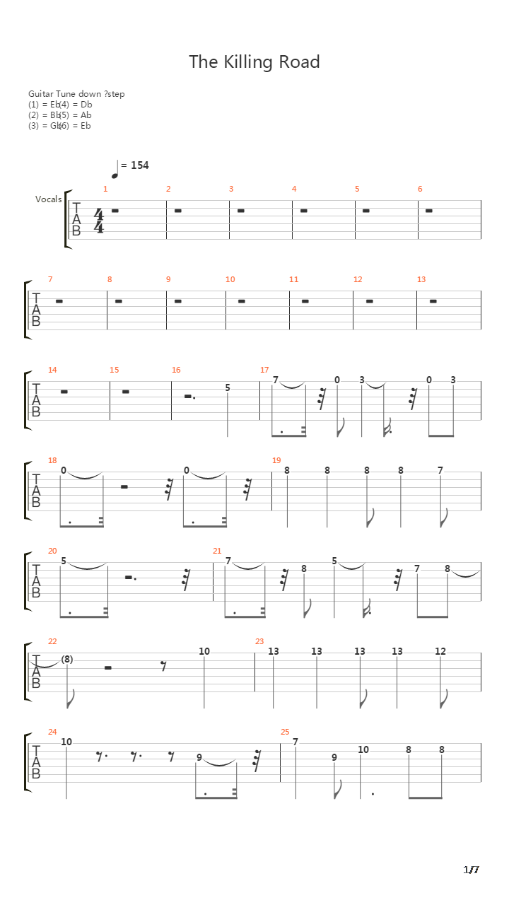 The Killing Road吉他谱