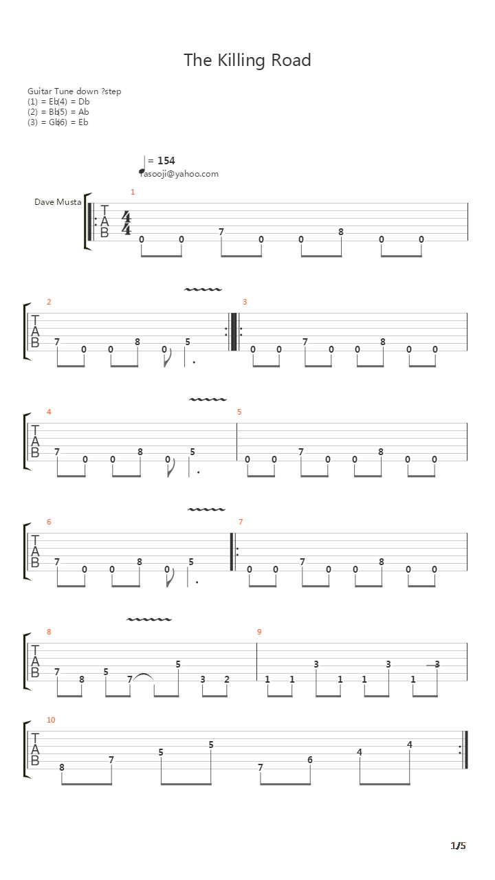 The Killing Road吉他谱