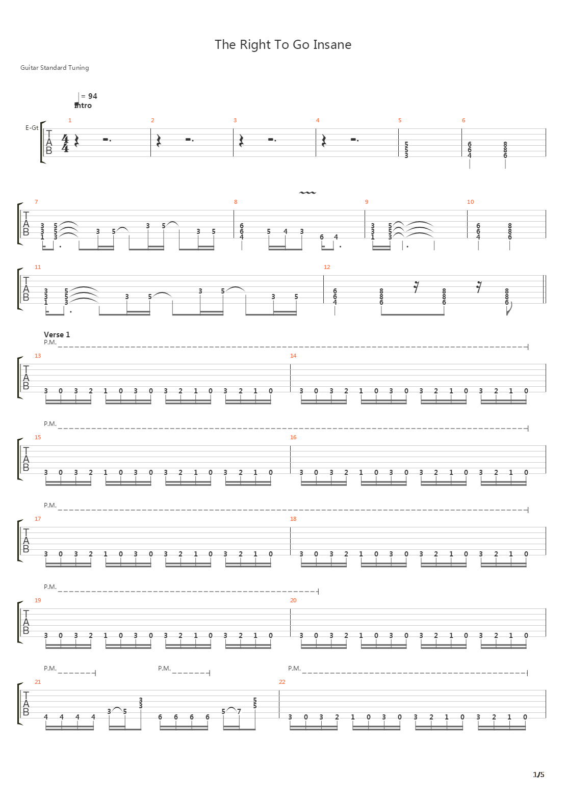 The Right To Go Insane吉他谱