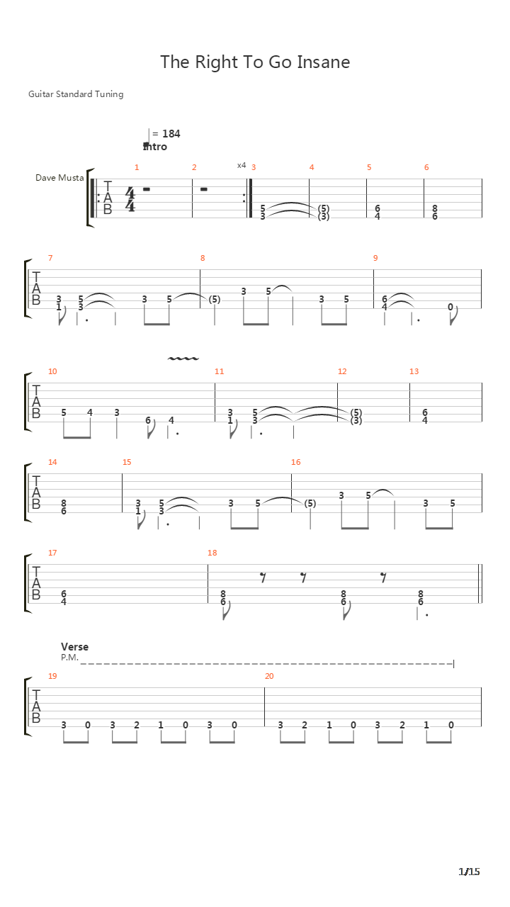 The Right To Go Insane吉他谱