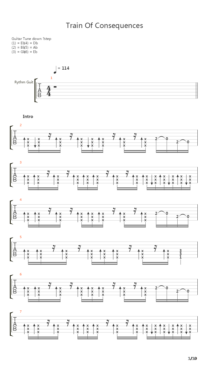 Train Of Consequences吉他谱