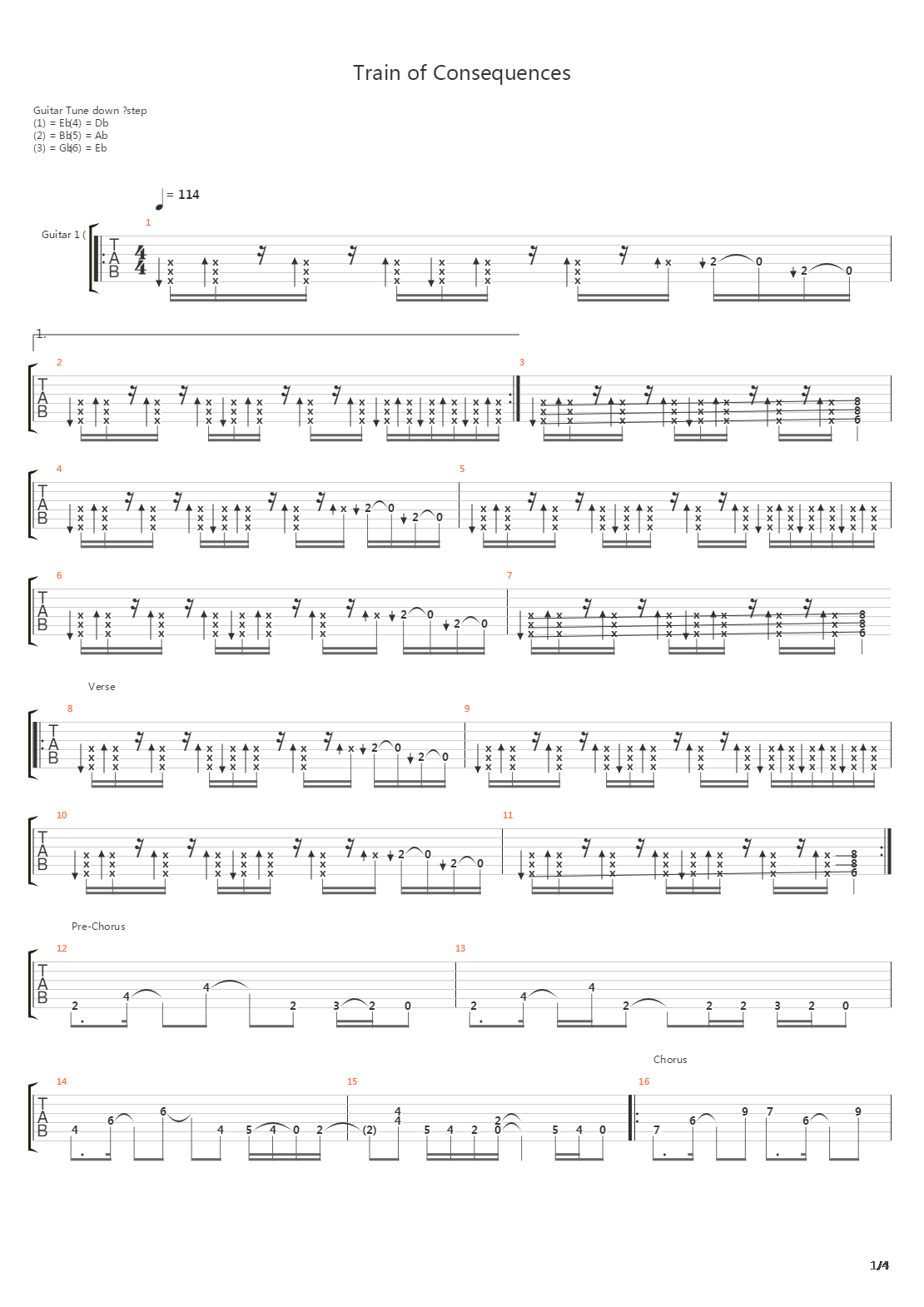 Train Of Consequences吉他谱