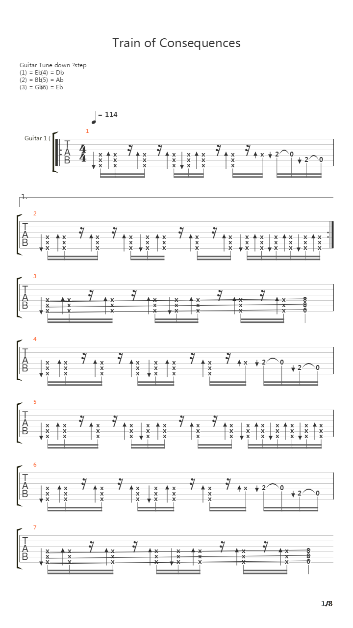 Train Of Consequences吉他谱