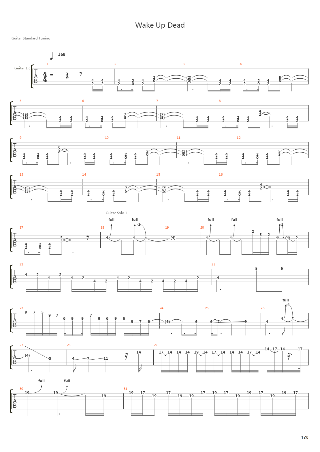 Wake Up Dead吉他谱