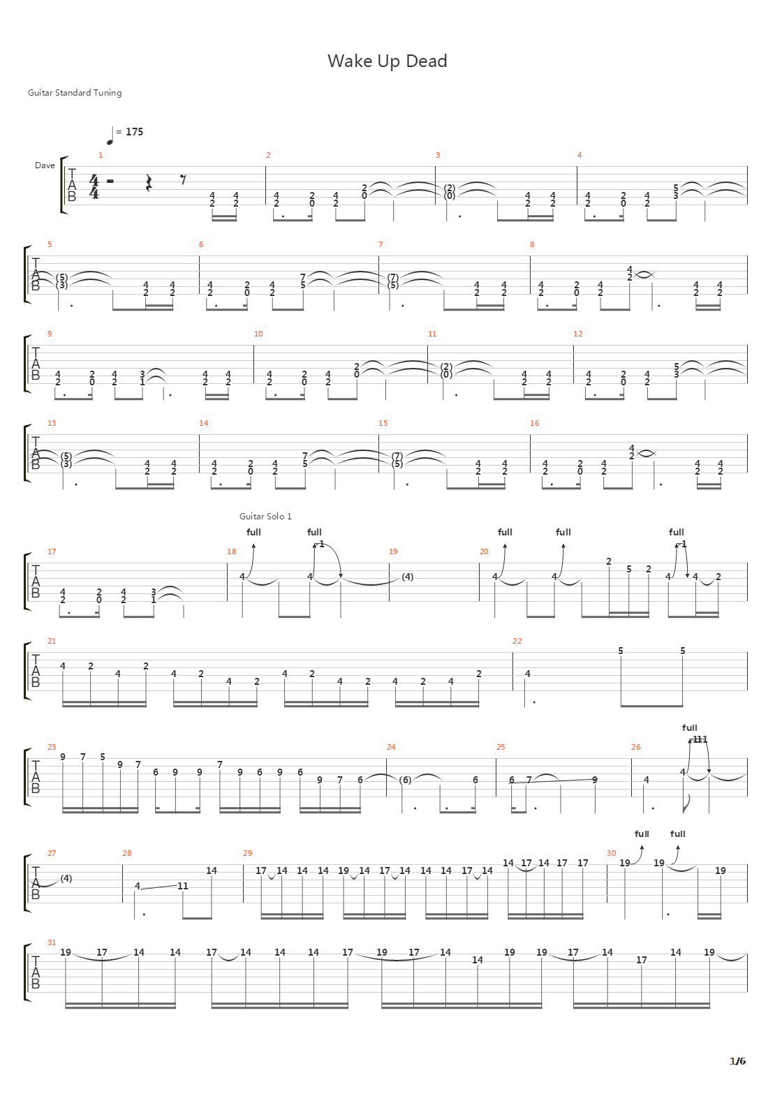 Wake Up Dead吉他谱