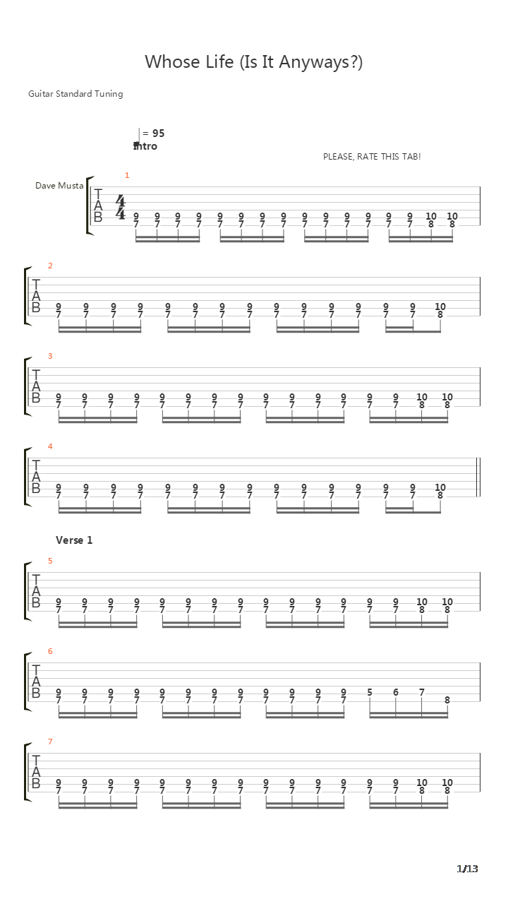 Whose Life Is It Anyways吉他谱