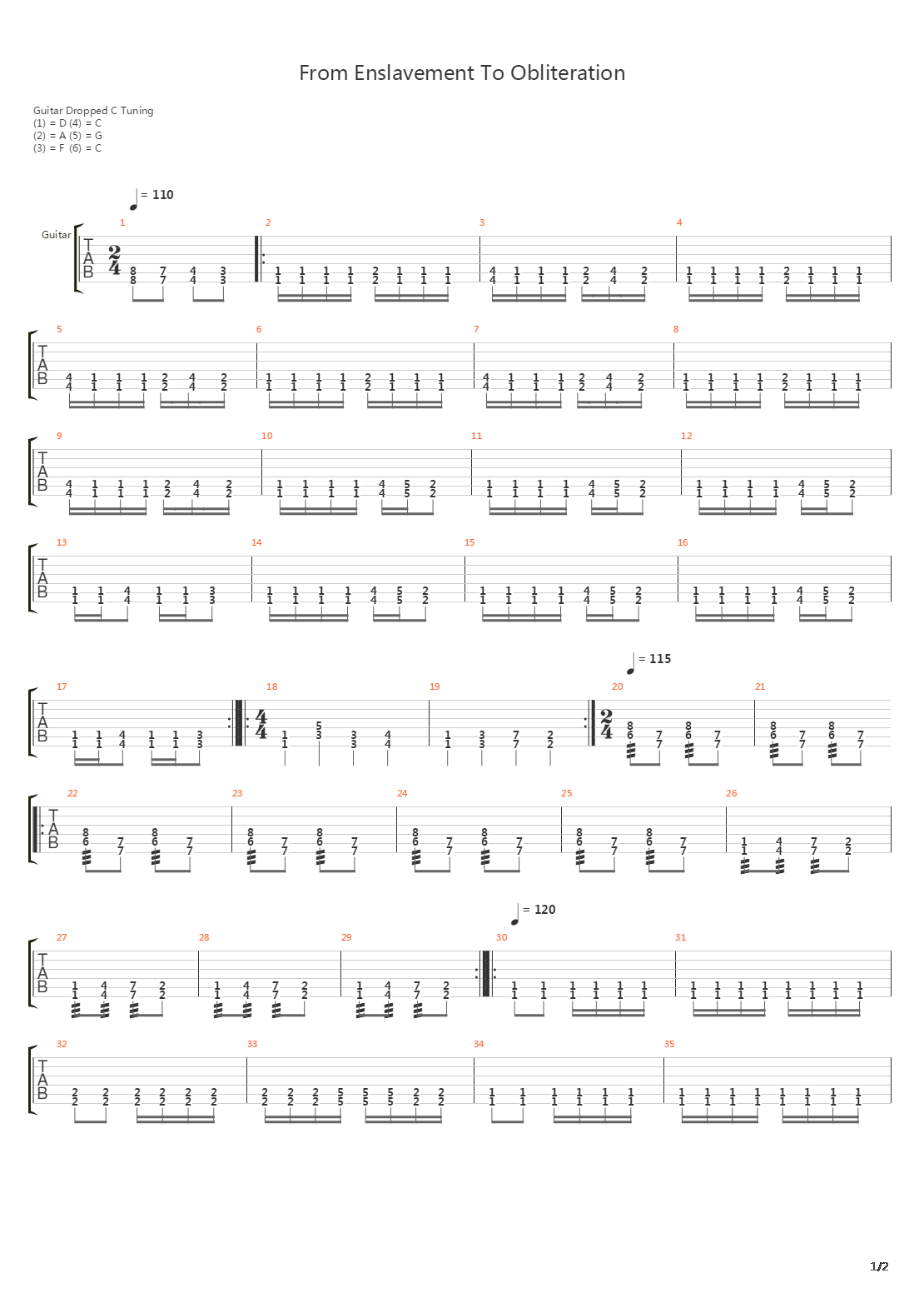 From Enslavement To Obliteration吉他谱