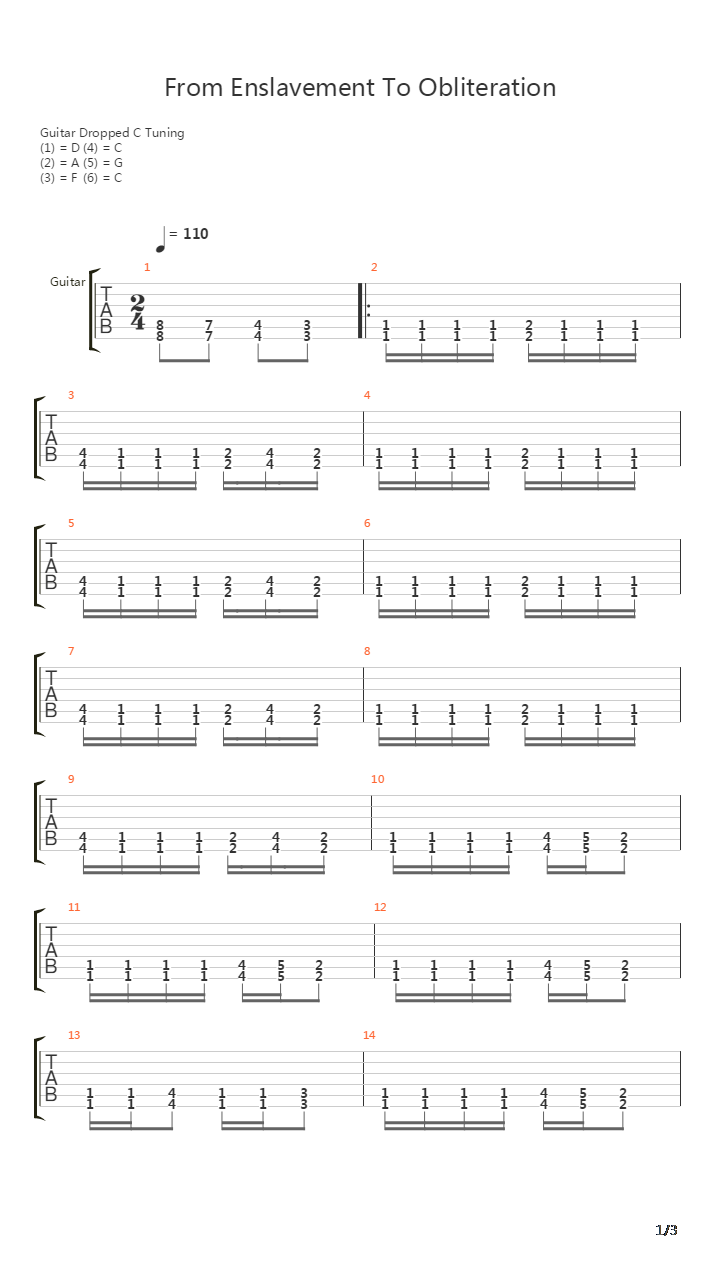 From Enslavement To Obliteration吉他谱