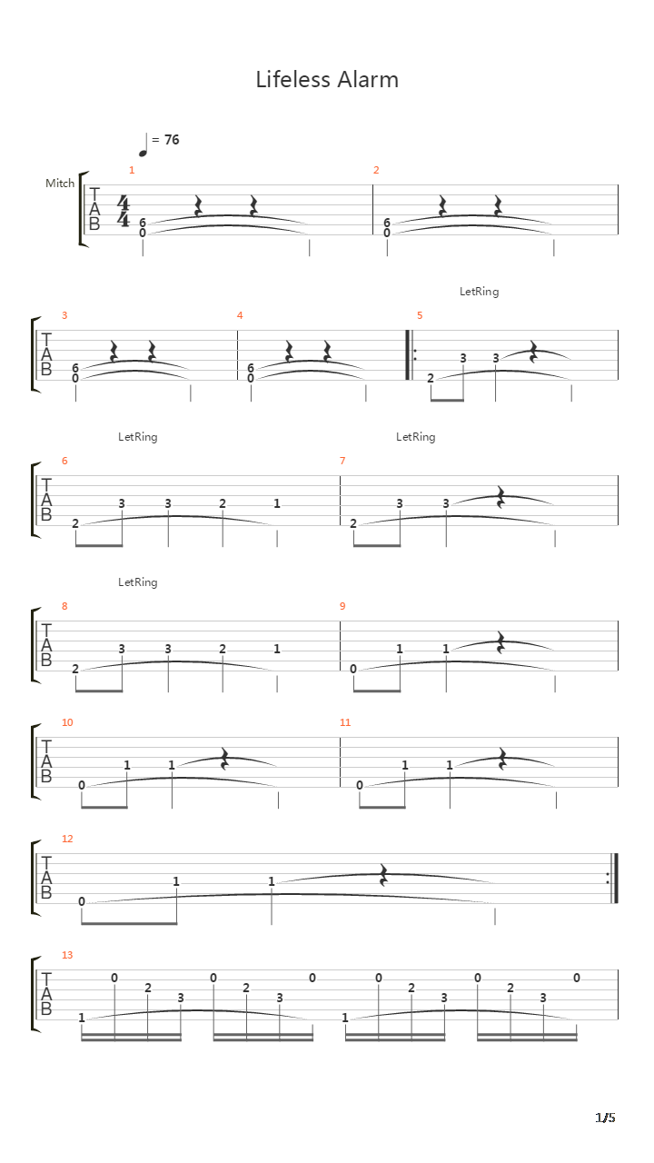 The Lifeless Alarm吉他谱