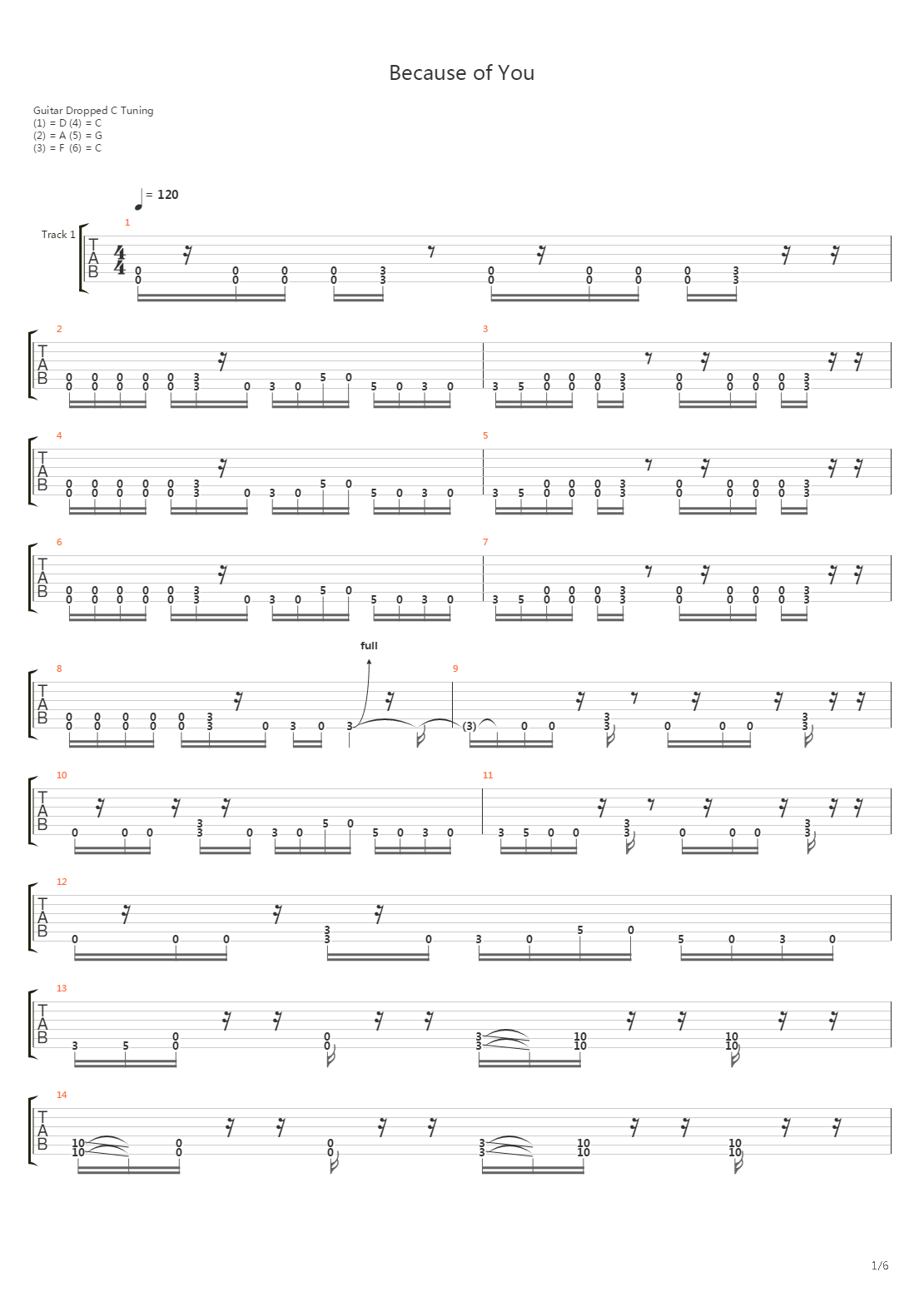 Because Of You吉他谱