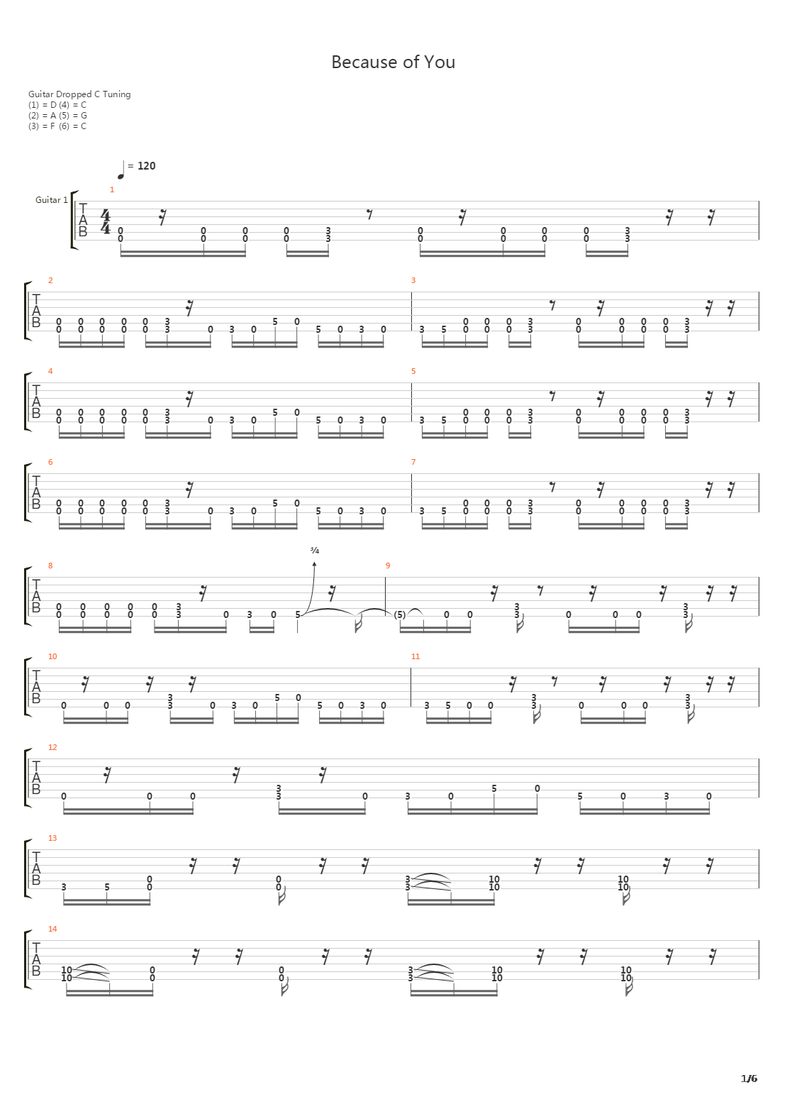 Because Of You吉他谱