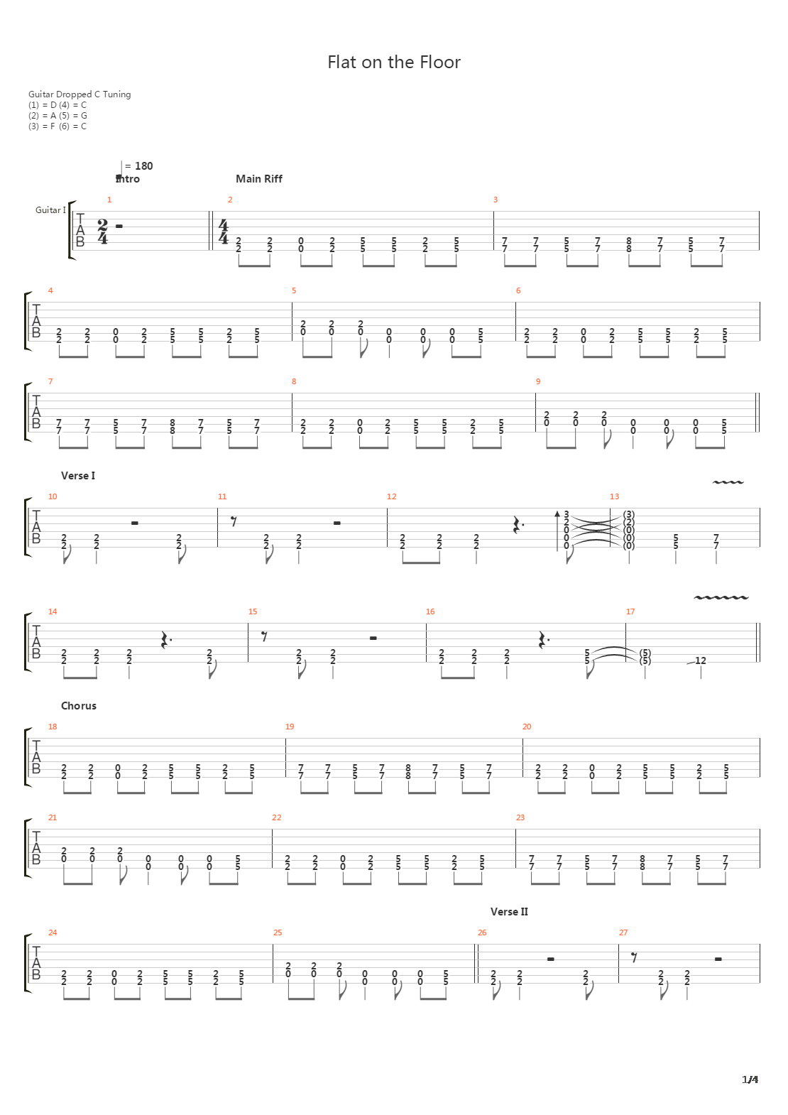 Flat On The Floor吉他谱
