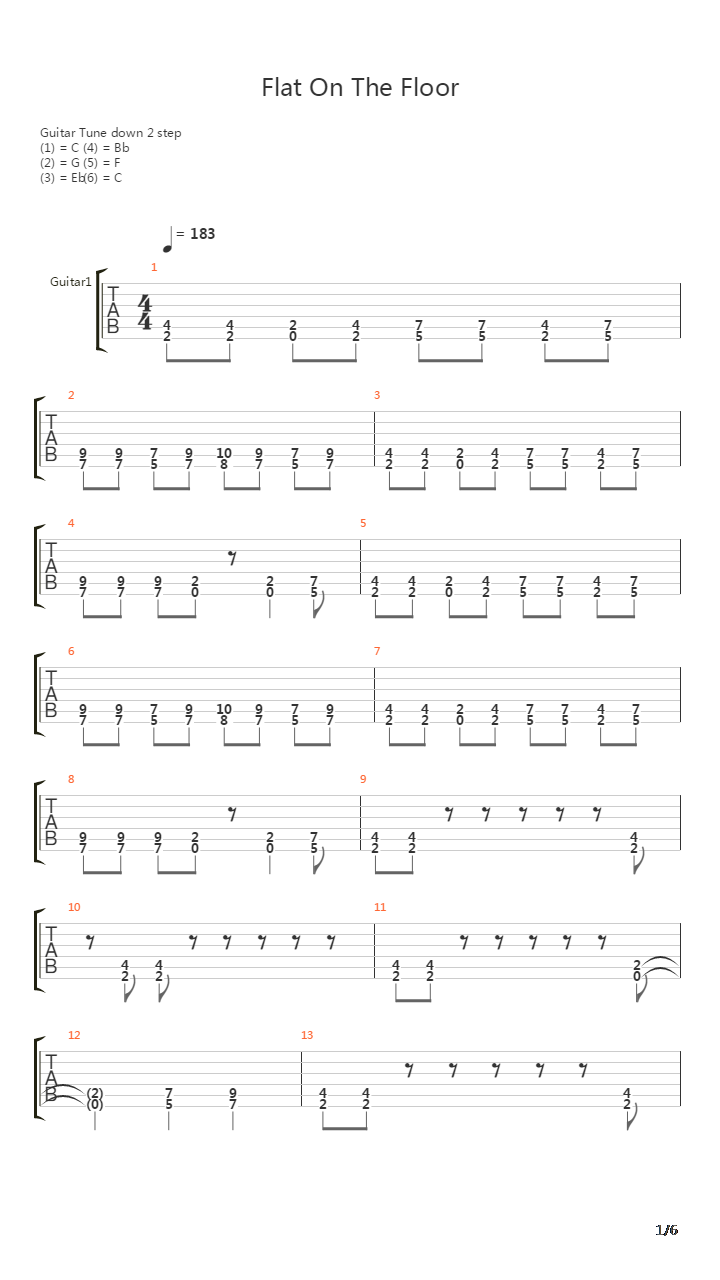 Flat On The Floor吉他谱