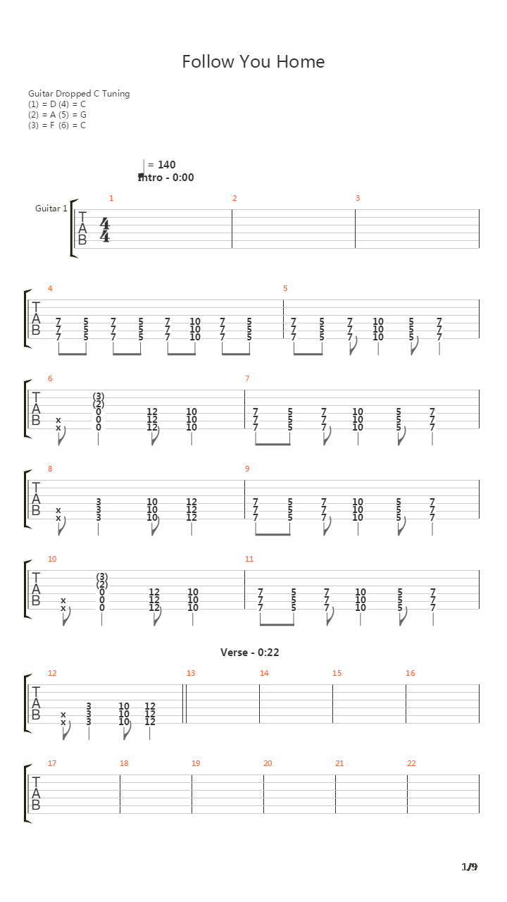 Follow You Home吉他谱