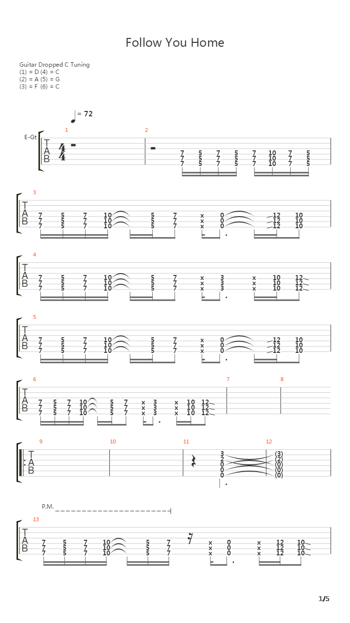 Follow You Home吉他谱